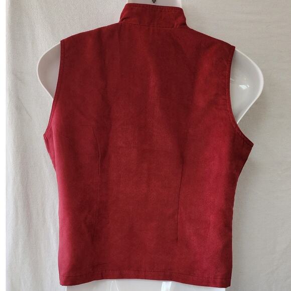 Monterey VTG Red  Golf Vest Vegan Suede Golf Vest Lightweight Full Zip Women's S - Picture 2 of 9